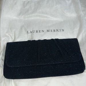 Lauren Merkin evening clutch navy with cobalt shimmer